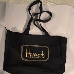 Harrods Black Tote with Gold Logo